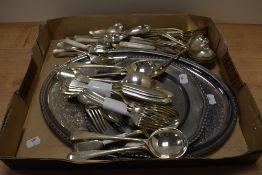 A selection of cutlery, including Mother of pearl handled knives and forks, also included is a