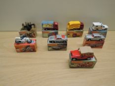 Eight Matchbox Superfast 1976-1982 diecast, K & L Boxes, No 32 Field Gun, No 33 Police Motor