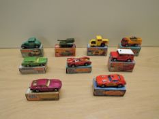 Nine Matchbox Series Superfast Lesney 1976-1982 diecasts, K & L Boxes, No 64 Fire Chief, No 67