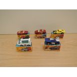 Five Matchbox Superfast 1970-1974 diecasts, H & I Boxes, No 32 Maserati Bora, No 41 Siva Spyder,