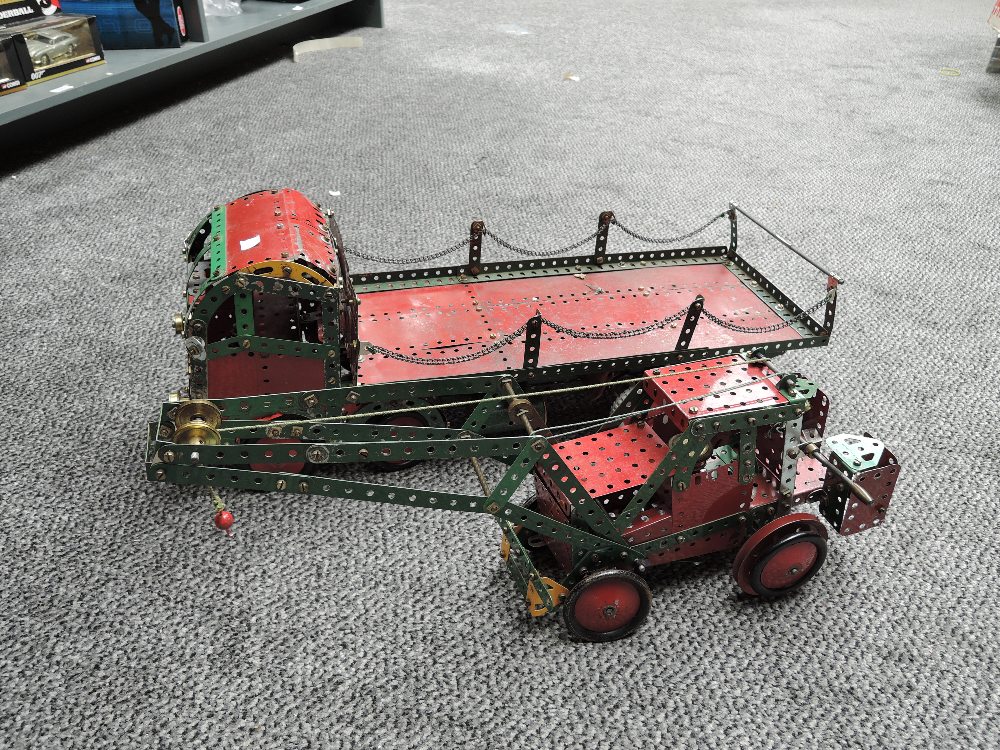 Two Meccano hand built models, Foden Flat Wagon and Tractor with Winch