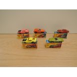 Five Matchbox Superfast 1970-1974 diecasts, H & I Boxes, No 44 Boss Mustang, No 51 Citroen SM, No 52