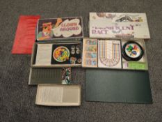 A collection of Vintage Games, MB Hangman, Palitoy Parker The Magnificent Race, Whitman Clown