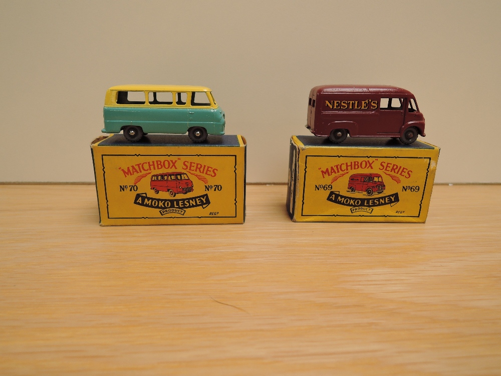 Two Matchbox Series Moko Lesney 1954-1960 diecasts, No 69 Commer Van Nestles, maroon and No 70