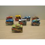 Eight Matchbox Series Superfast Lesney 1976-1982 diecasts, K & L Boxes, No 55 Ford Cortina, green,