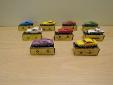 Nine Tomy Tomica made in Japan diecasts, No 8 Sunny Excellent 1400CX, No 13 Nissan 2800SGL, No 15