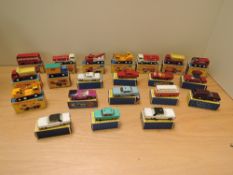 Twenty One 1969 and later Matchbox diecasts, all being repainted or having painted wheels, most