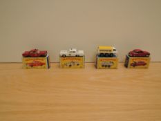 Four Matchbox Series Lesney 1965-1968 diecasts, No 55 Police Car, No 59 Fire Chief Car, No 61
