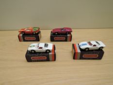 Four Matchbox Superfast Japan Series diecasts, J5 No41 Ford GT with green No 6 Decal, J5 No41 Ford