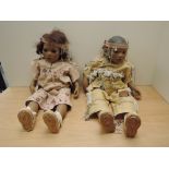 Two Annette Himstedt Puppen Kinder vinyl soft body Dolls, Takuma Cheyenne American Indian Baby Boy