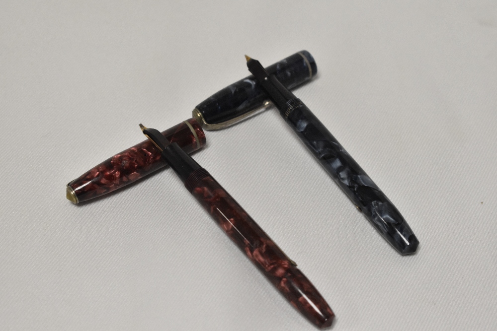 Two Conway Stewart 75 lever fill fountain pens one in rose and black marble the other grey and black - Image 2 of 4