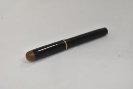A Relief No2 lever fill fountain pen in black with single narrow band to the cap having Relief