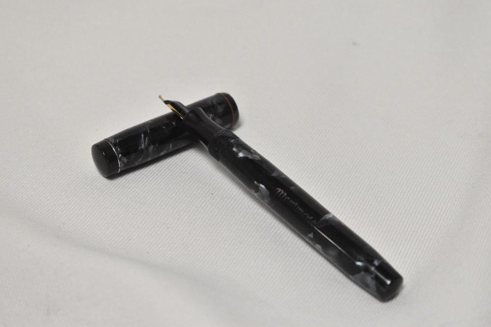 A Mentmore Diploma lever fill fountain pen in grey marble with single narrow band to the cap - Image 2 of 3