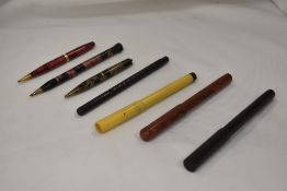 Four fountain pens and three propelling pencils spares and repairs