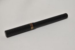 A Wyvern Felix No1 lever fill fountain pen in BHR with engine turn chevron design and two bands to
