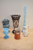 An assorted collection of decorative glass and ceramics, to include a Bohemian overlay glass vase, a