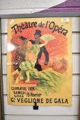 A reproduction printed metallic theatre sign 'Theatre De L'Opera, Carnaval 1896, 42cm x 31cm