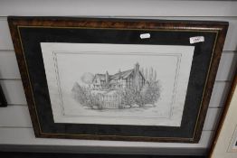 C Varley a print of a sketch Country House