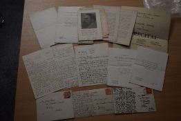 Manuscript and Ephemera. Gordon Bottomley interest. A small selection of hand-written letters,