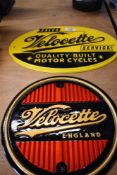 Two reproduction Velocette plaques.