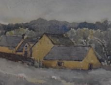 Unknown Artist (20th Century), a watercolour, Cottages within a countryside setting, framed,