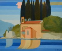 Ugo Frigo (20th Century, Italian), oil painting, A contemporary depiction of an Italian coastal