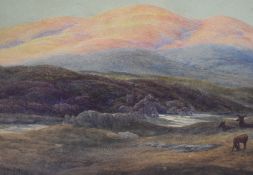 John J. Wilson (19th Century, British), watercolour, a sunlit Highland landscape depicting grazing