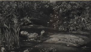 After Sir John Everett Millais PRA (1829-1896), a monochrome print, 'Ophelia' (1852), displayed