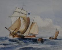 Michael Hope (20th Century), watercolour, Masted fishing vessels at sea, signed to the lower