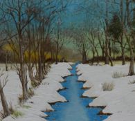 Tom J. (20th Century, British School), an acrylic painting, 'Winter Near Oban In Scotland', a