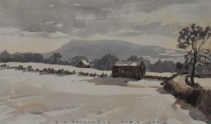 *Local Interest - E.M Bottomley (20th Century, British), a watercolour, 'Wild Boar Fell from