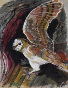 D.R. Blyth (20th Century), oil on board, A portrait of a barn owl, signed to the lower right,