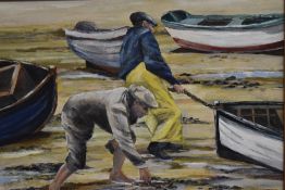 Elizabeth McCullagh (20th Century), acrylic, 'Low Tide', signed to the lower right, framed, 35cm x