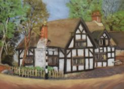 D.Kirkham (20th Century, British), pastel, A half timbered Tudor style house, an amateur