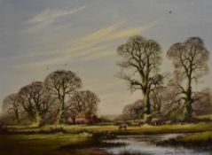 Tony Malton (20th Century, British), oil on canvas, Two countryside landscapes depicting farm