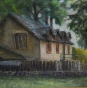Artist Unknown (20th Century), pastel, A rural house landscape, initials to the lower right, framed,
