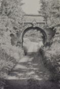 D.M Sykes (20th Century), pencil sketch, A stone arched bridge within overgrown setting, signed