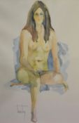 Tsiantar (contemporary), watercolour, Two female life studies, one signed to the lower left, framed,