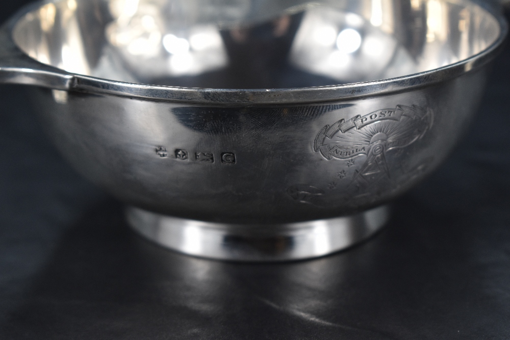 Masonic interest* A George V silver quaich, of traditional form but slightly larger than normal - Image 2 of 2