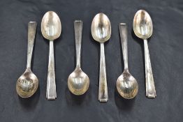 A set of six George VI silver coffee spoons, of tapering Art Deco influenced design, marks for