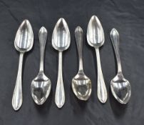 A set of six George VI Sandringham pattern silver grapefruit spoons, marks for Sheffield 1938, maker