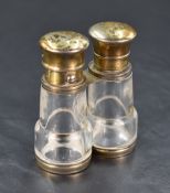 A late Victorian Samson & Mordan gilt metal and glass double scent bottle, in the form of a pair