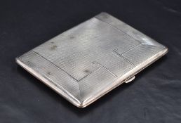 A George VI silver cigarette case, of hinged rectangular form engine-turned with Art Deco influenced