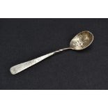 A Continental white metal spoon, the Old English type handle later engraved with 16th century