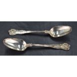 A pair of George IV silver serving spoons, Kings husk pattern with marks for London 1828, maker most