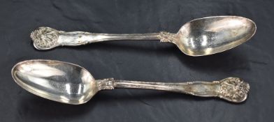 A pair of George IV silver serving spoons, Kings husk pattern with marks for London 1828, maker most