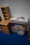 A selection of laminate shelves and storage etc and a small amount of crafting/card making