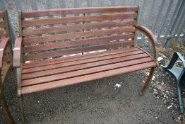 A cast iron framed railway or park style bench(one of three) approx 130cm