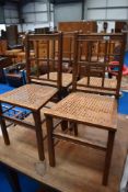 A set of four 19th Century cane seated bedroom chairs