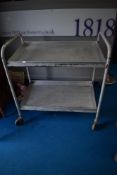 A vintage stainless steel catering or similar trolley, ripe for repurposing